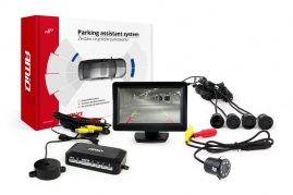 Parkovací asistent TFT01 4,3” s kamerou CAM-308 LED, 4-senzorové čierne