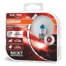 Halogénové žiarovky Osram H3 12V 55W PK22S NIGHT BREAKER LASER +150% 2ks