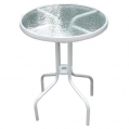 Stôl LEQ BRENDA, 72x60 cm, sklo, biely